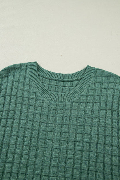 Plus Size Solid Textured Knit Short Sleeve Top