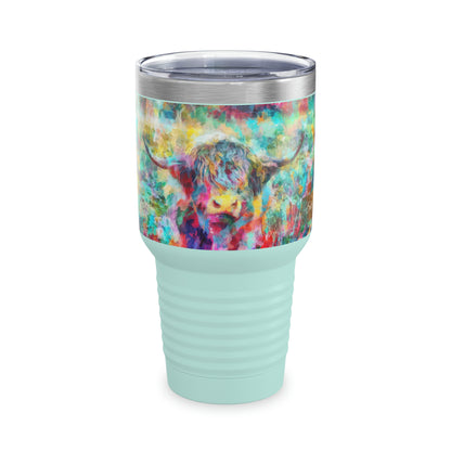 Salty Mustang Co. Highland Cow Multi-Color Ringneck Tumbler, 30oz