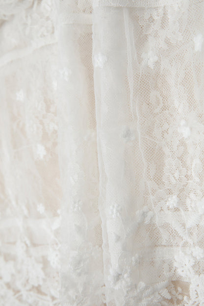 Sheer Floral Lace Ruffle Tiered Blouse & Cami