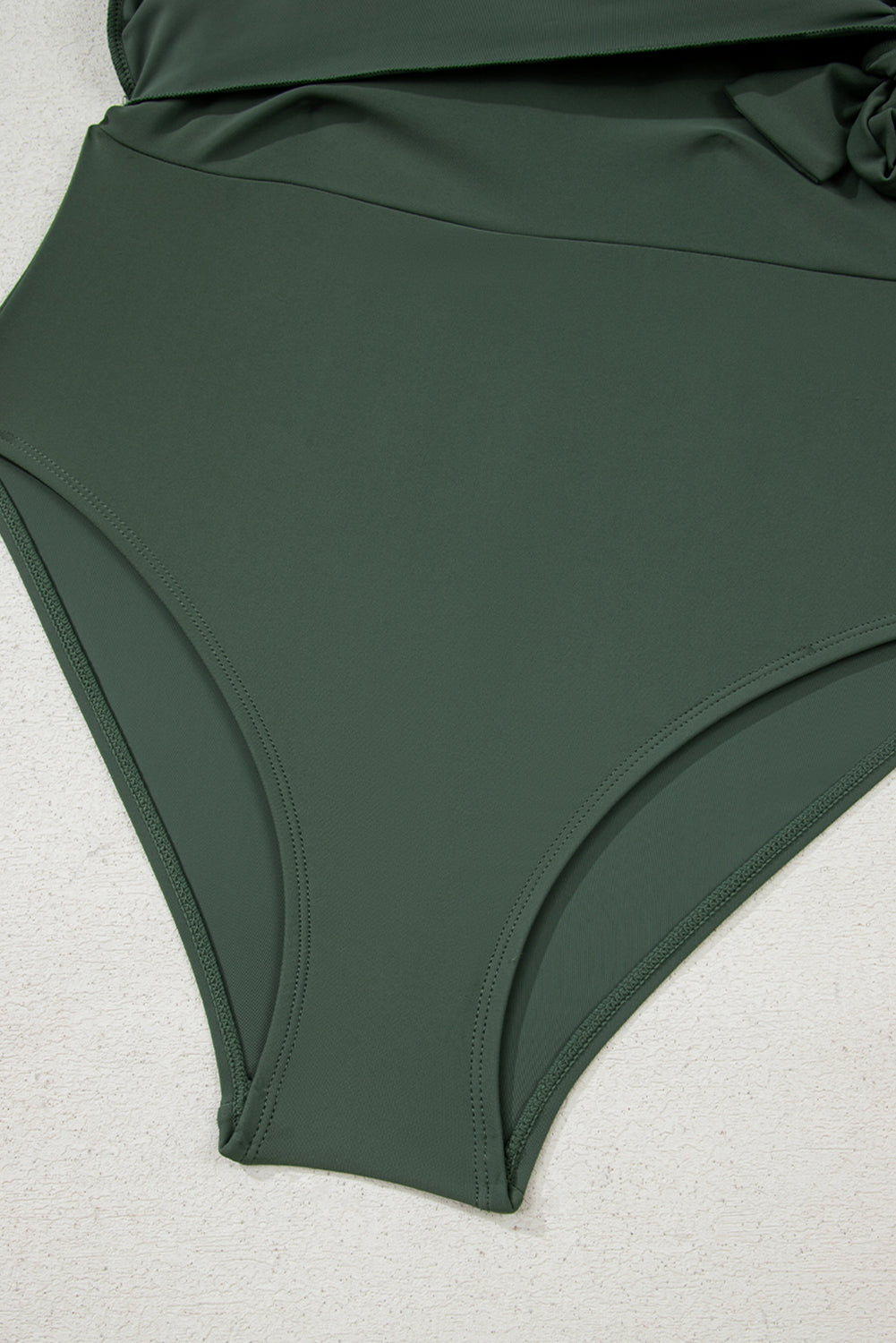 Solid Wrap Tie Waist Square Neck Swim Dress