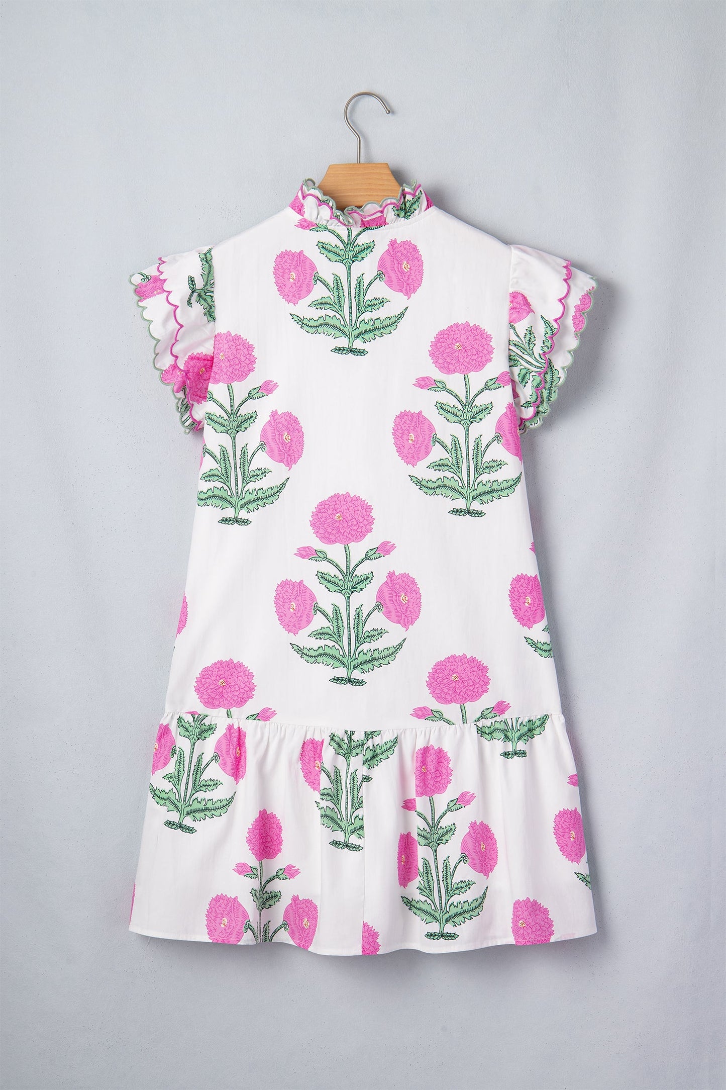 Floral Scalloped Embroidery V-Neck Mini Dress