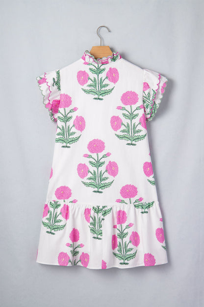 Floral Scalloped Embroidery V-Neck Mini Dress