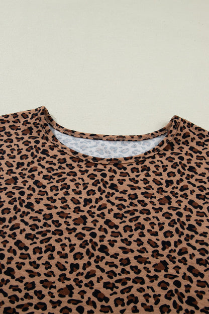 Plus Size Leopard Top & Pleated Pants Set