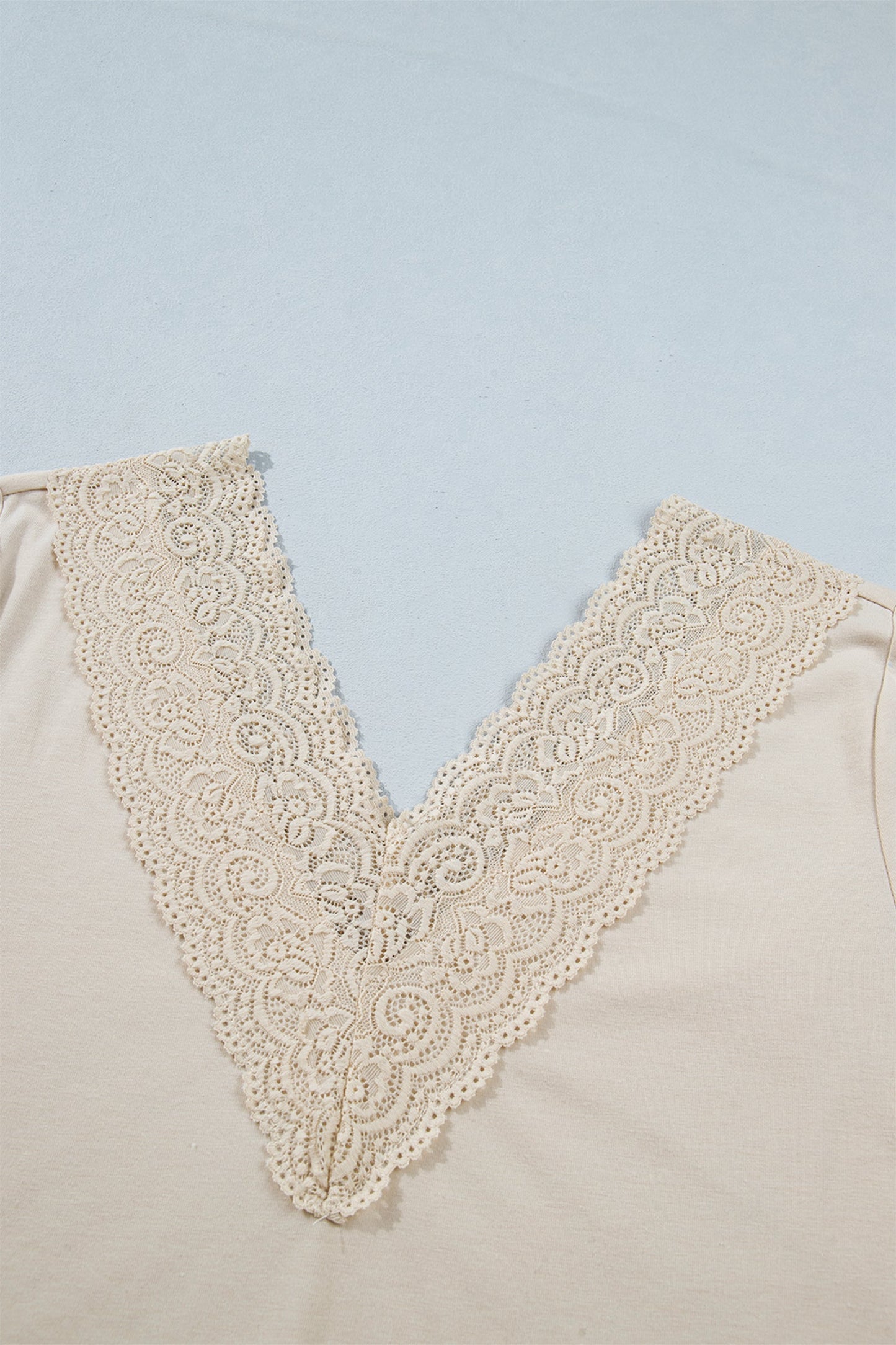 Lace Trim V-Neck Patchwork Long Sleeve Top