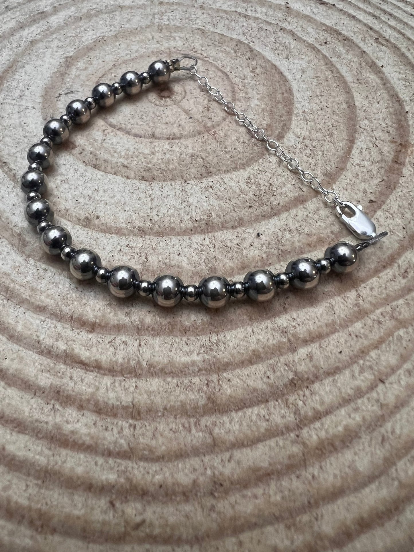 3mm & 6mm Sterling Pearl Bracelet — 6 inch (with 3 inch extender)