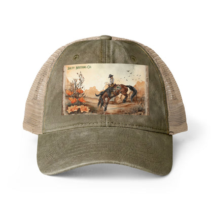 Canyon Flower Women's Washed Mesh-Back Cap With Concealed Ponytail Opening