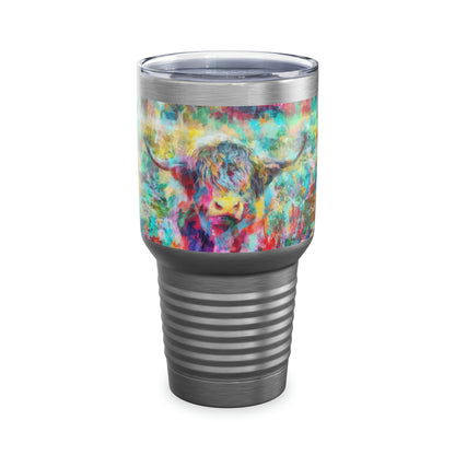 Salty Mustang Co. Highland Cow Multi-Color Ringneck Tumbler, 30oz