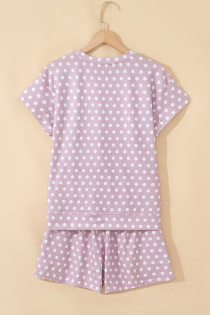 Polka Dot Relaxed Top & Drawning Shorts Set