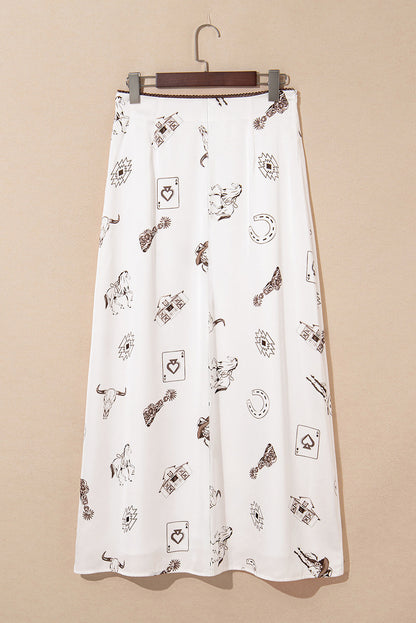 Plus Size Western Lace Trim Side Zip Maxi Skirt