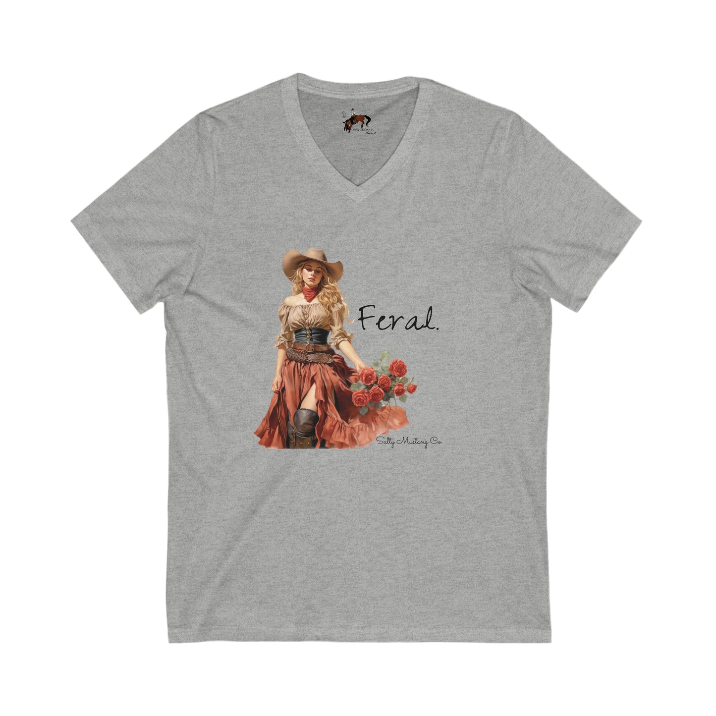 Feral Cowgirl Short Sleeve V-Neck Tee