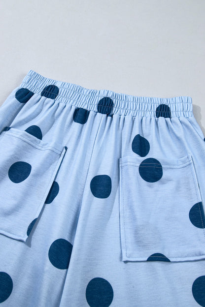 Polka Dot Wide Leg Elastic Waist Pants
