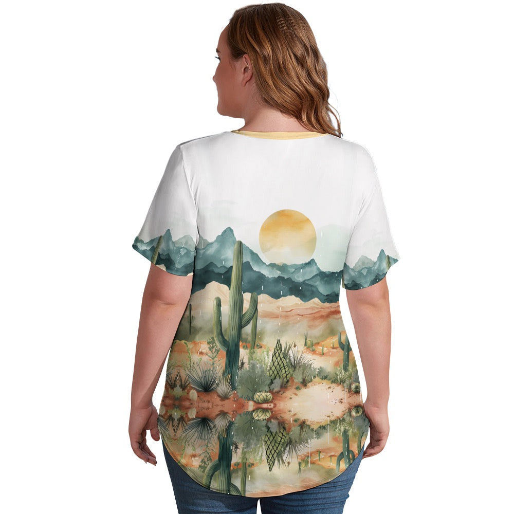 Limpia Creek Cowgirl V-Neck Loose Short Sleeve T-Shirt