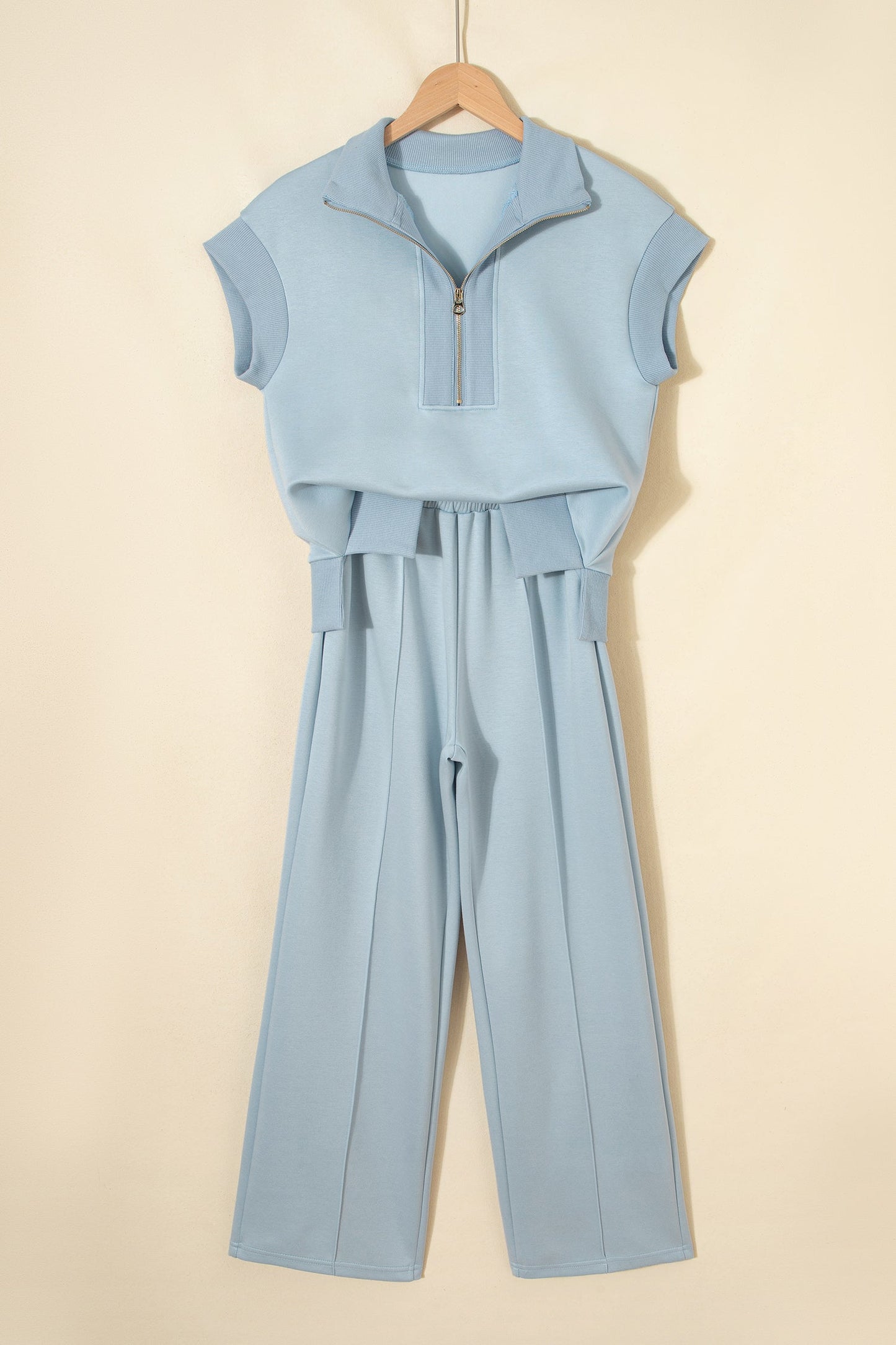 Half Zip Polo Tee & High Waist Pant Set