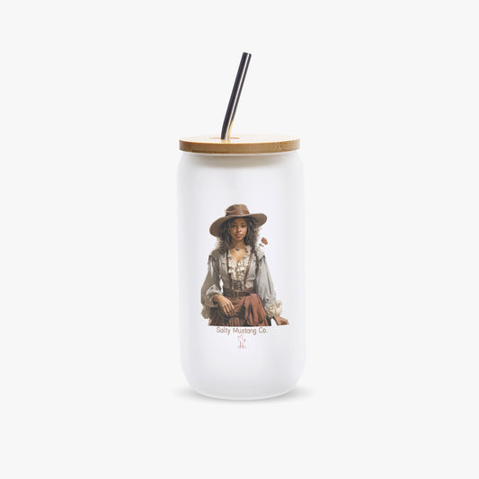 Fort Stockton Cowgirl Frosted Glass Cup