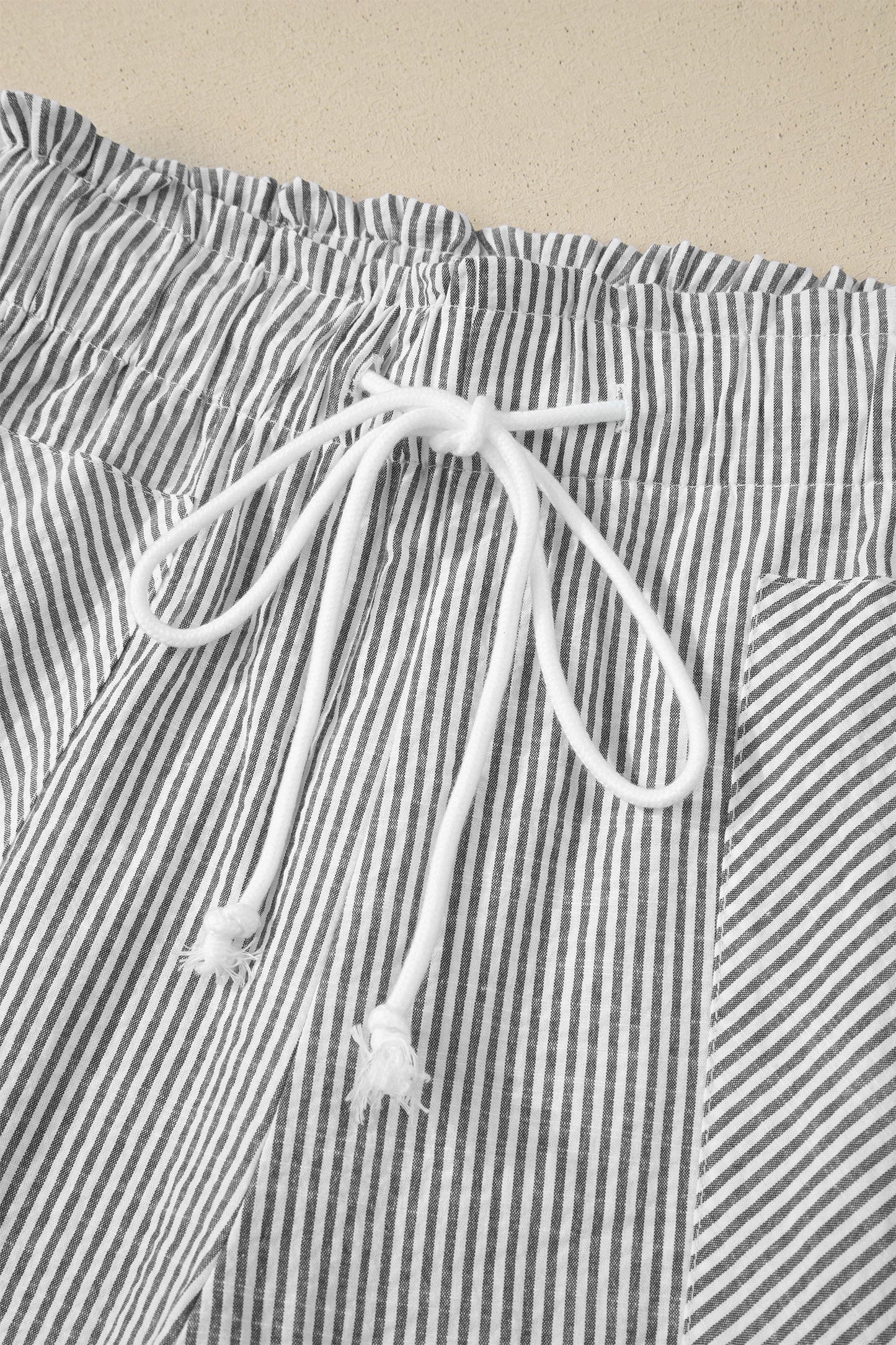 Stripe Lace-Up Elastic Waist Pocketed Shorts