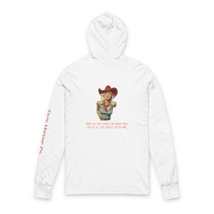 "Mama Says That Cowboys Are Ornery 'Cause They Got All Them Jackpots But No Wins" Vintage Cowgirl Unisex Hooded Long Sleeve Tee