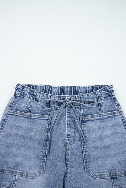 Large Patch Pocket Drawstring Paperbag Waist Barrel Jeans