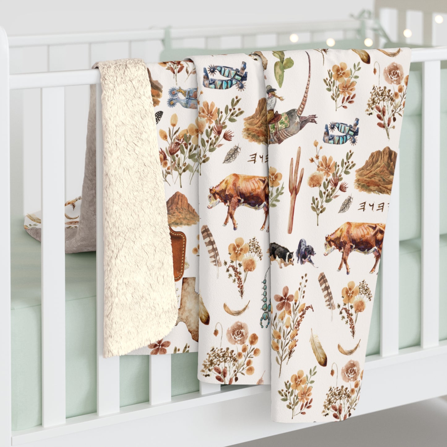 Armadillo Rodeo Sherpa Fleece Blanket