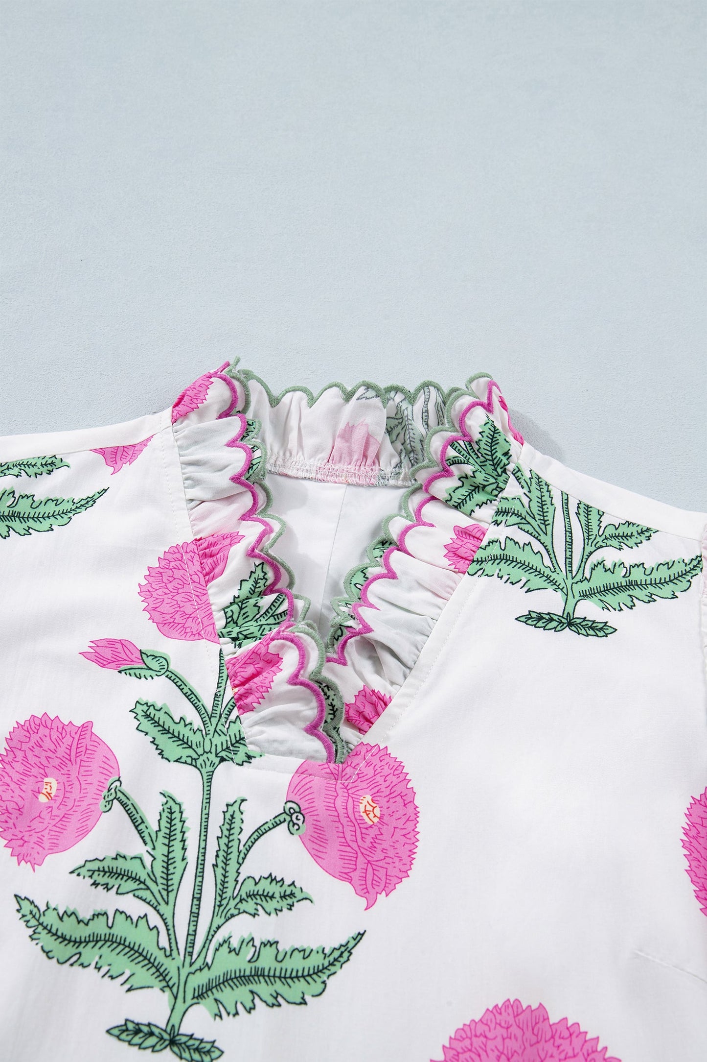 Floral Scalloped Embroidery V-Neck Mini Dress