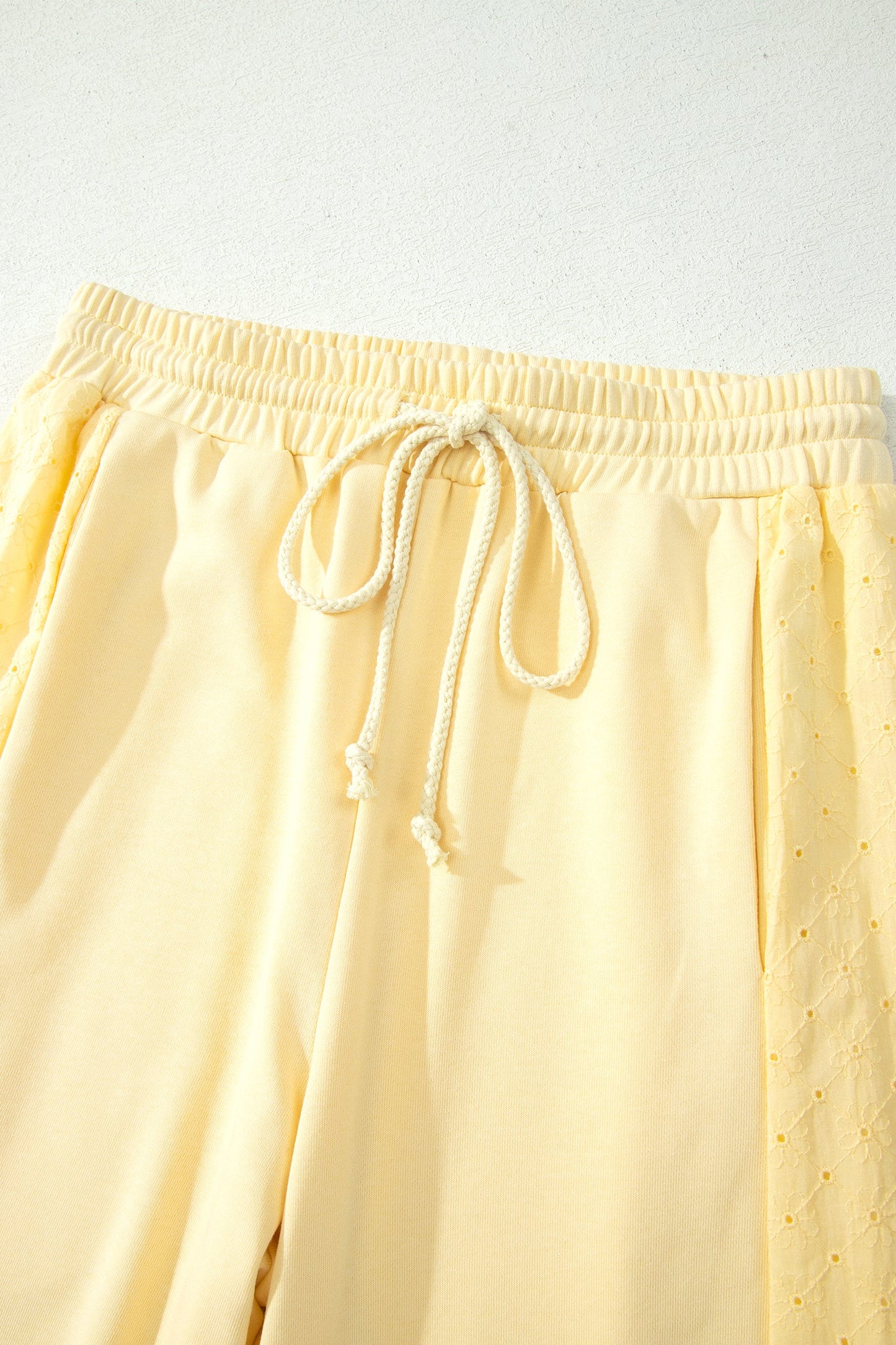 Solid Eyelet Embroidered Pullover & Drawstring Pants Set