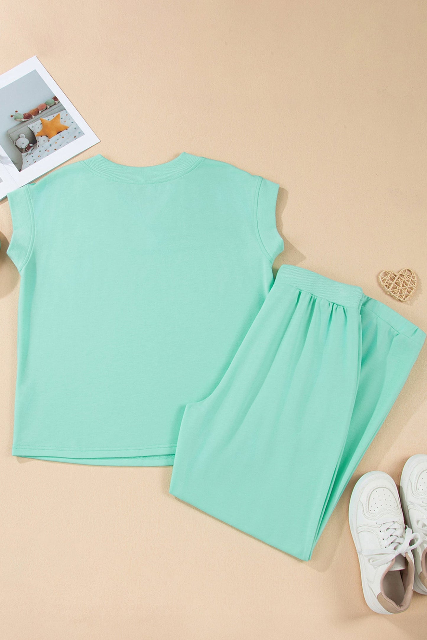 Plus Size Solid V-Neck Tee & Drawstring Pants Set