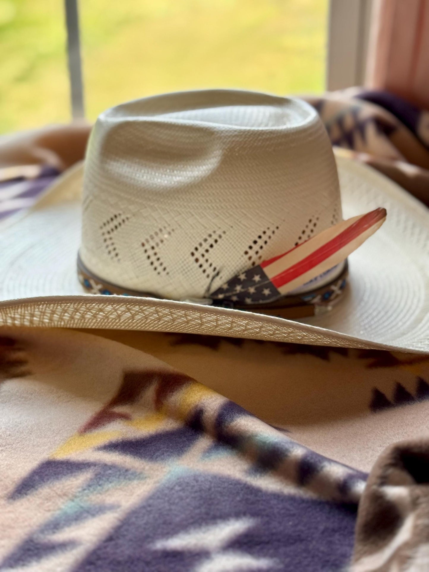 American Flag Western Hat Feather