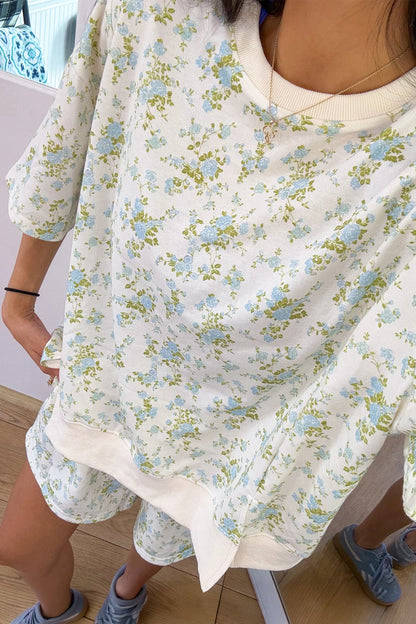 Floral Short Sleeve & Elastic Waist Short Sets
