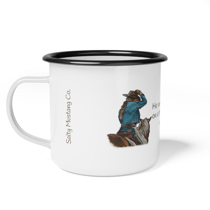 He Owns The Cattle On A Thousand Hills Cowgirls Enamel Camp Cup