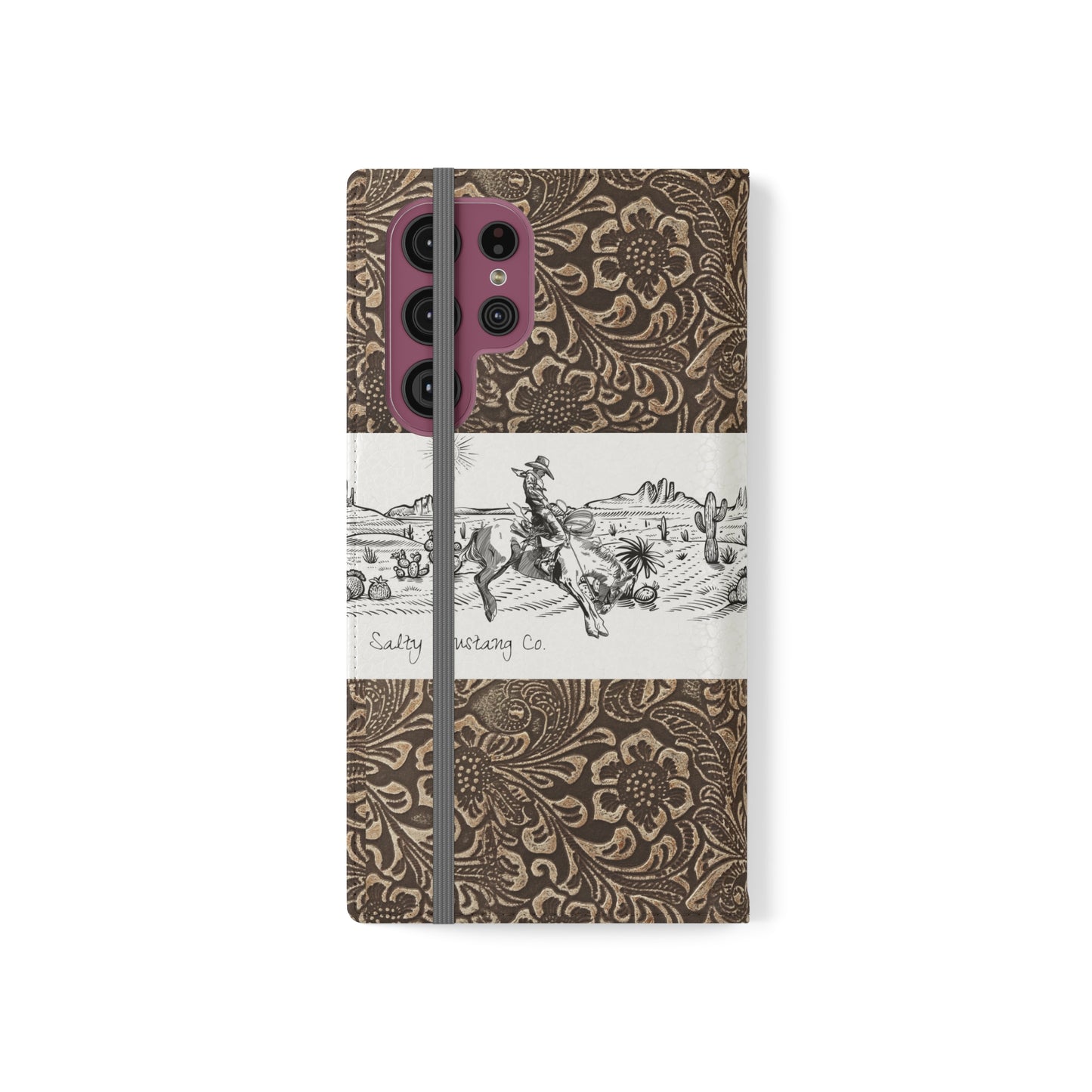 West Texas Bronc Rider, Leather Print Flip Cases - Android