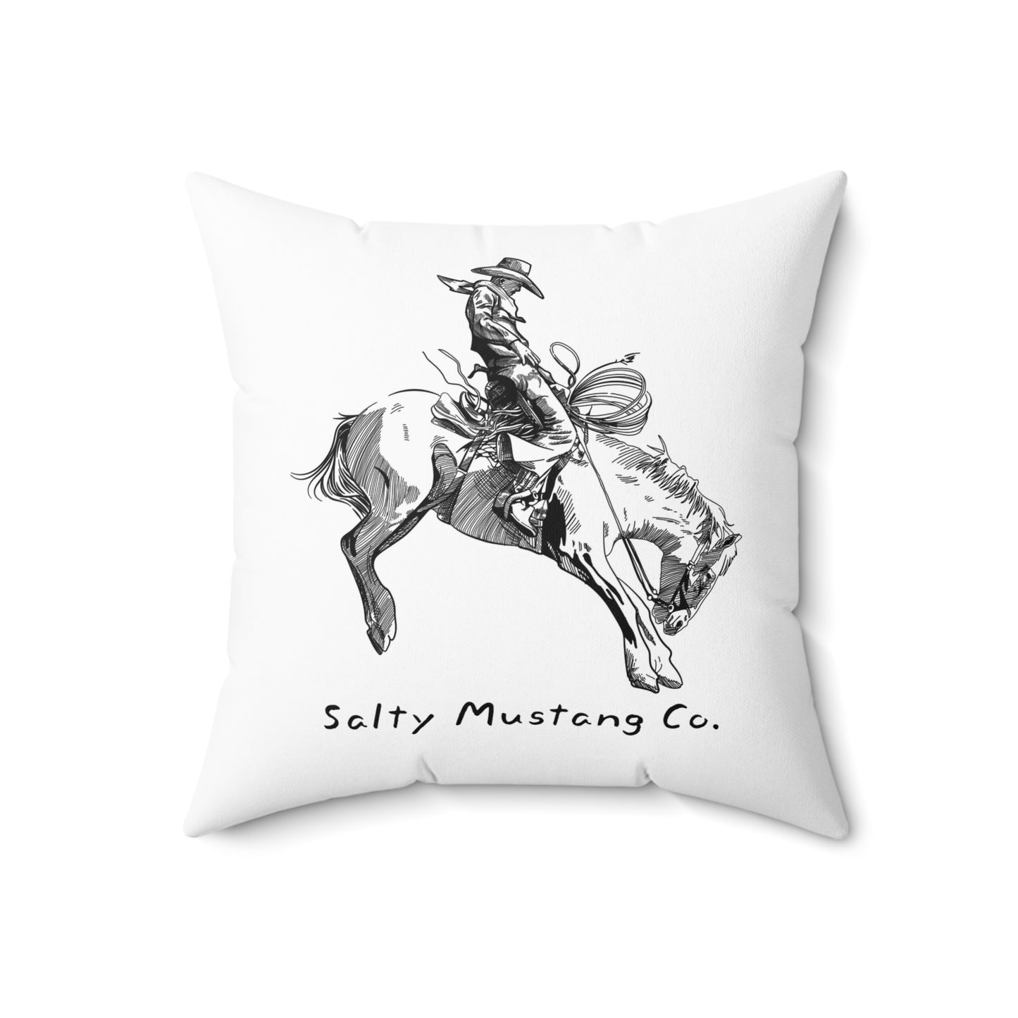 Bucking Horse Faux Suede Square Pillow