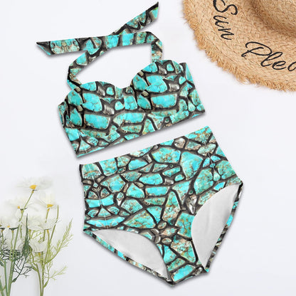 Kingman Turquoise Halter Neck Bikini Swimsuit