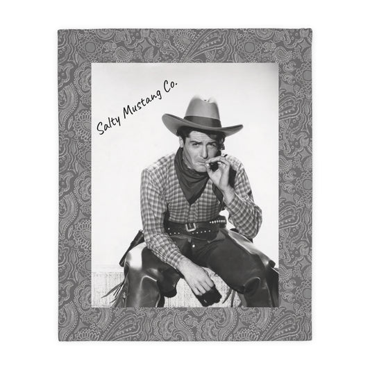 Vintage Cowboys Velveteen Minky Blanket (Two-sided print/Reversable)