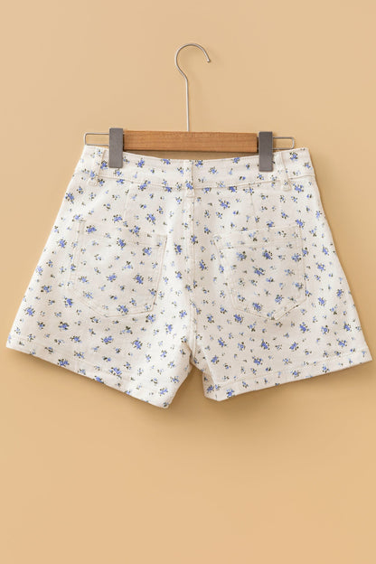 Floral Denim High Waist Shorts
