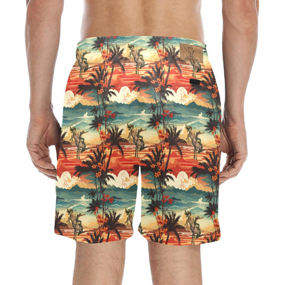 Vintage Paniolo Sunset Men's Mid-Length Beach Shorts