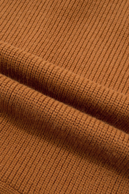 Solid Ribbed Knit Collared Button Front Cardigan