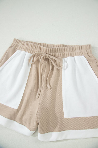 Colorblock Raw Edge Oversize Tee & Shorts Set