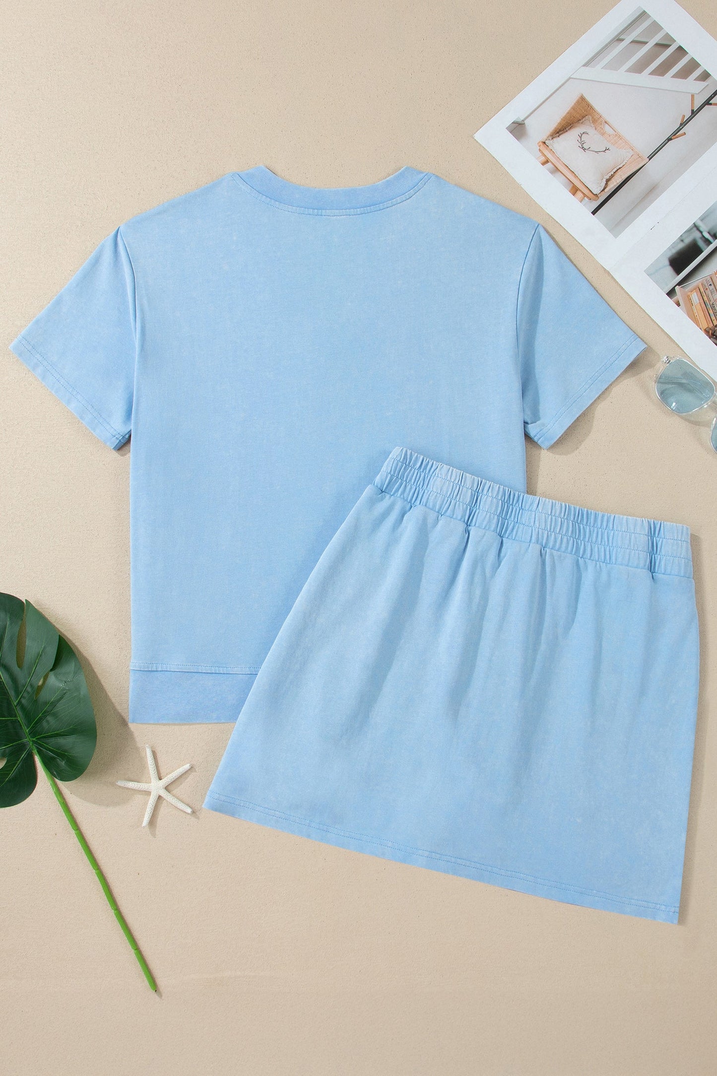 Mineral Wash V-Neck Tee & Skort Set