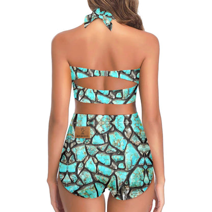 Kingman Turquoise Halter Neck Bikini Swimsuit