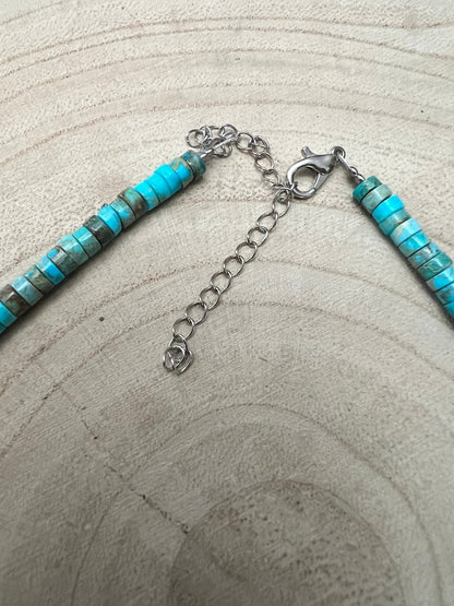 "The Vibrant" Choker — Spiny Oyster, Variscite Turquoise & Sterling Pearl — 14 inch (with 3 inch extender)