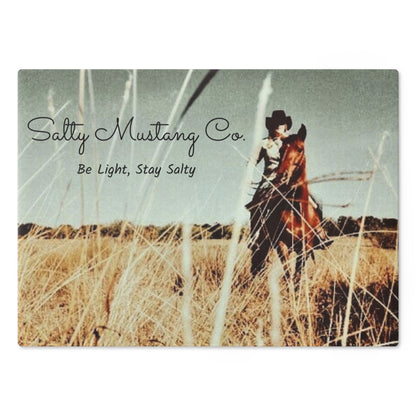 Cowgirl Salty Mustang Co. Glass Cutting Board