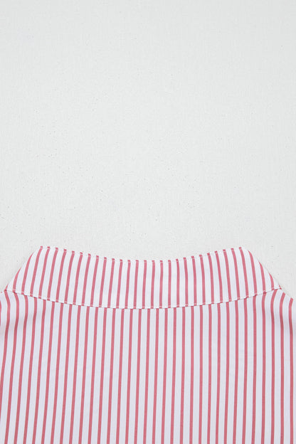 Plus Size Pinstripe Ruffle Hem Midi Dress