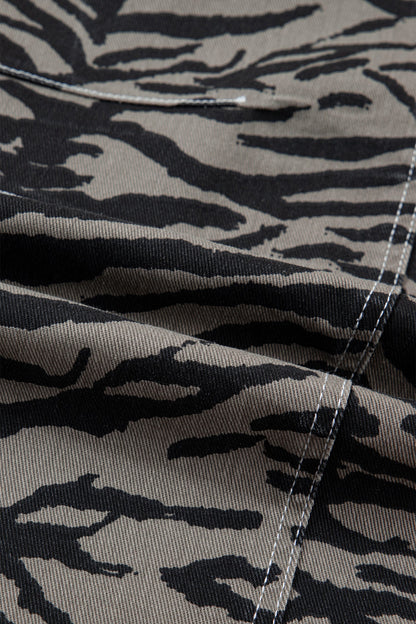 Zebra Stripe Denim Wide Barrel Leg Jeans