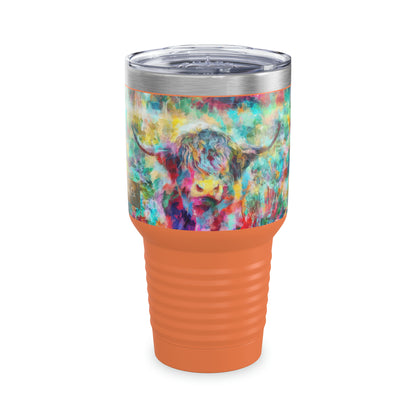 Salty Mustang Co. Highland Cow Multi-Color Ringneck Tumbler, 30oz