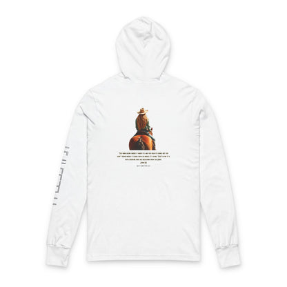 Customized Mustang Brand John 3:8 Cowgirl Unisex Hooded Long Sleeve Tee