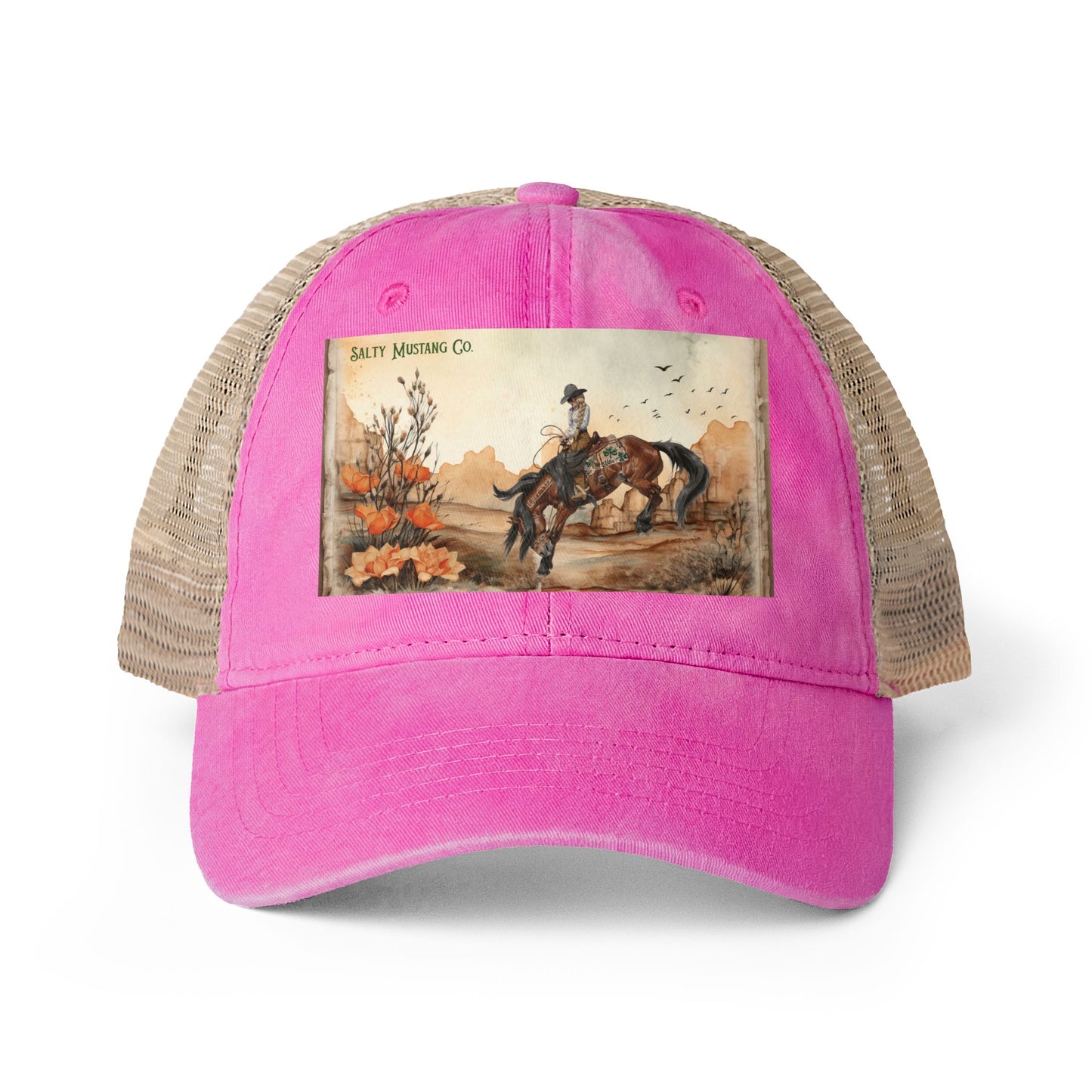 Canyon Flower Women's Washed Mesh-Back Cap With Concealed Ponytail Opening