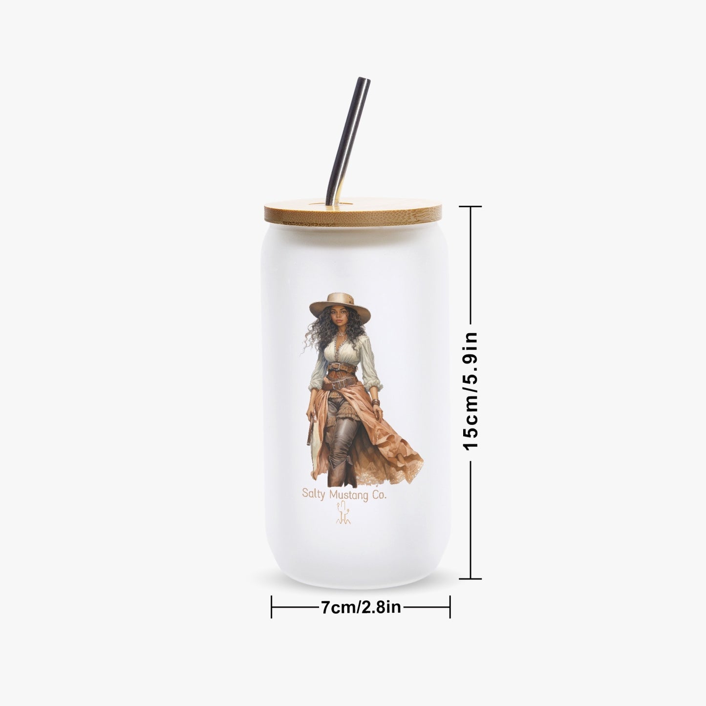 Van Horn Cowgirl Frosted Glass Cup