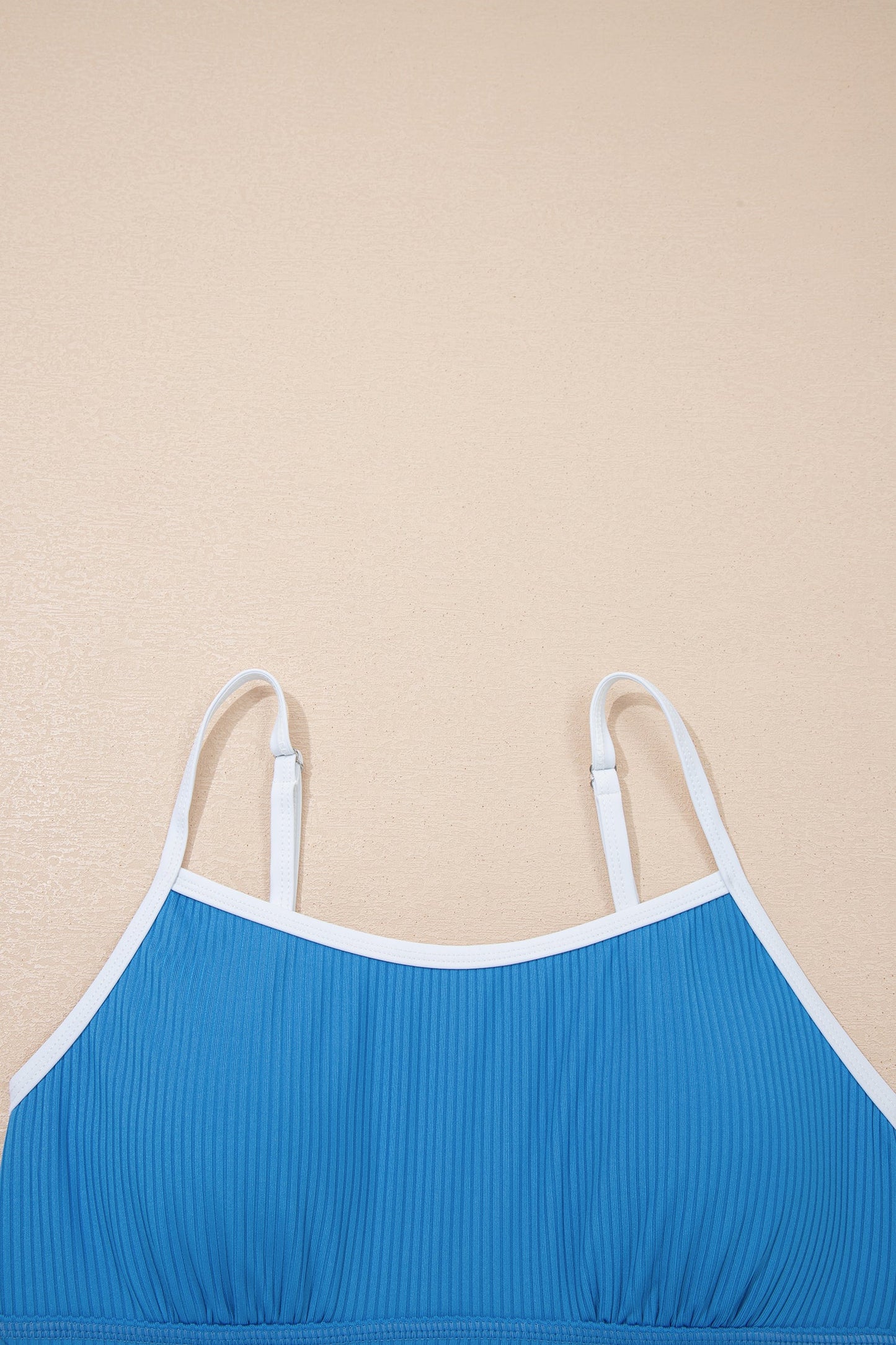 Contrast Trim Ribbed Lined Swim Dress w/ Pockets