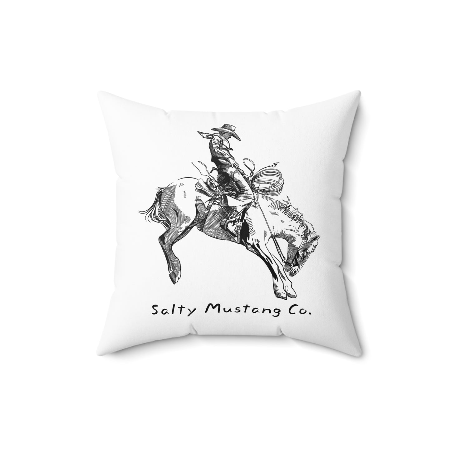 Bucking Horse Faux Suede Square Pillow