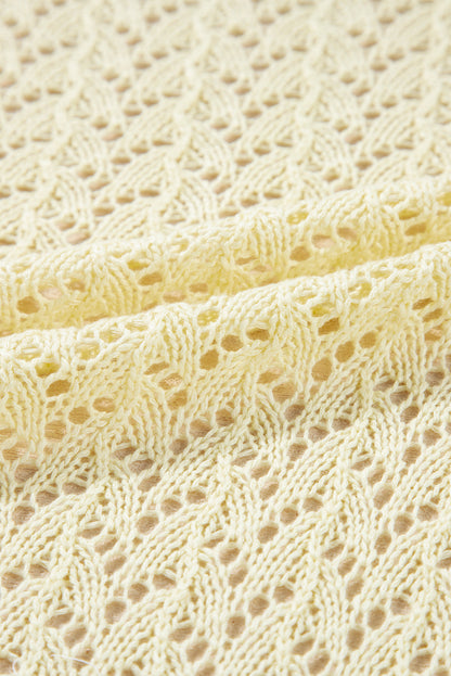 Solid Pointelle Knit Open Front Cardigan