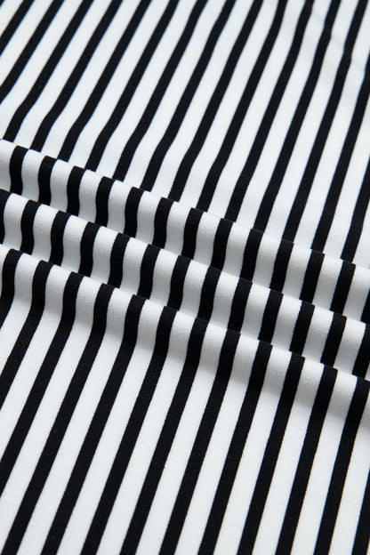Plus Size Stripe Tie Waist Straight Pants